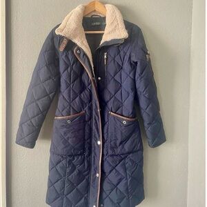 Ralph Lauren Quilted Coat with Faux Shearling Collar